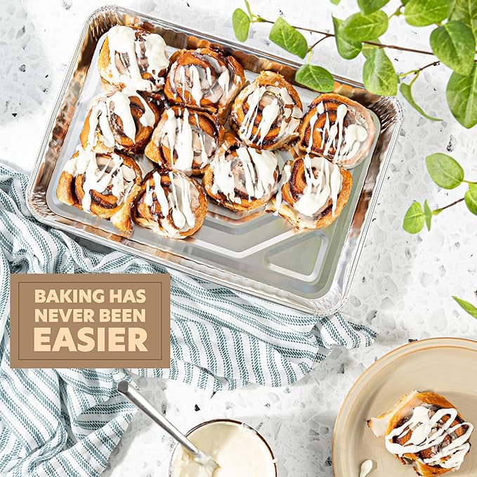 PLASTICPRO Aluminum Pans 100 Pack Disposable Cookie Sheets 9'' x 13'' Baking Pans Premium Quality Heavy Duty Sheet Pans