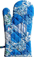 Maison d'Hermine Oven Gloves 100% Cotton Oven Mitt 7" x 13" with Loop Heat Resistant BBQ Cooking Gloves Baking Grilling Gifts for Mothers Day Spring/Summer (Pack of 1, Summer Blues)