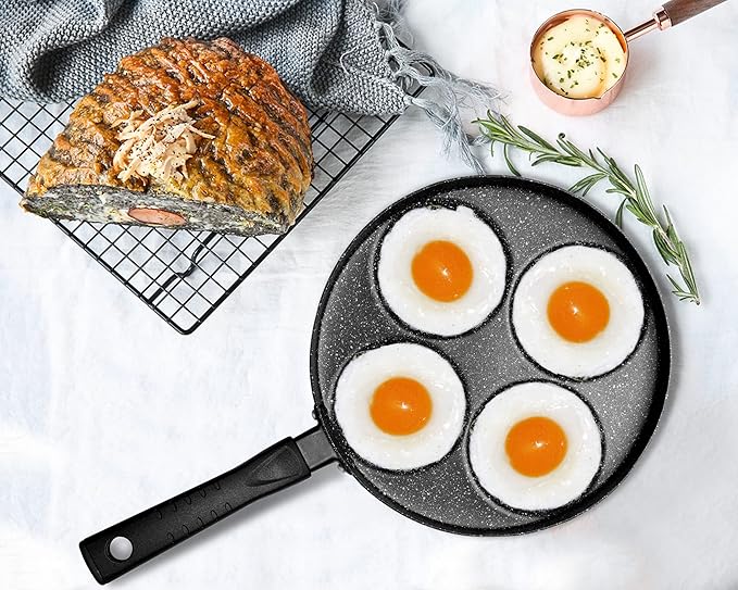 MyLifeUNIT Nonstick Egg Frying Pan and 4 Cup Egg Pan Bundle for Breakfast, Pancake, Hamburger, Sandwiches, Suitable for Gas Stove & Induction Cookware