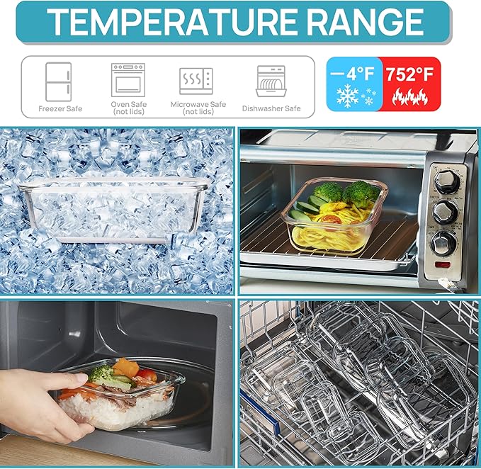 Vtopmart Large Glass Food Storage Containers with Airtight Lids