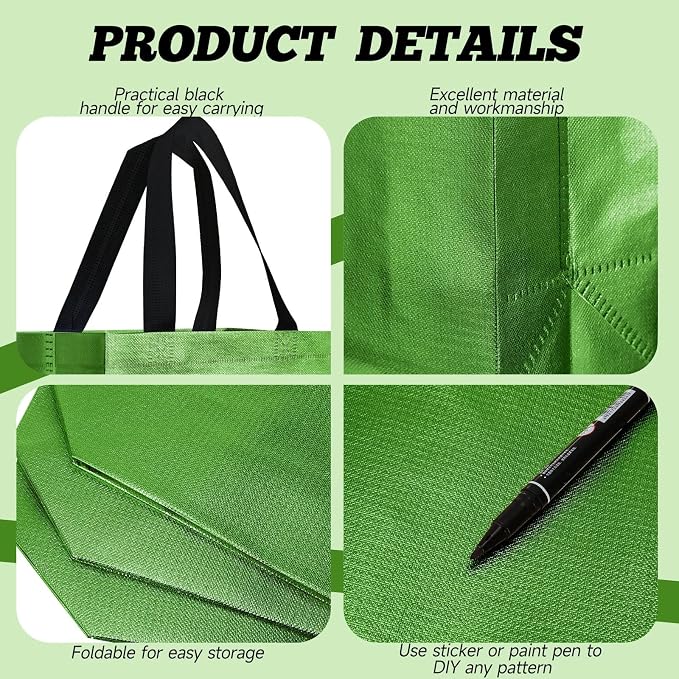 Eccliy Reusable Gift Bags Set Glossy Grocery Gift Tote Bag with Handle for Wedding, Bridal Shower, 4th of July, Summer Event(10 x 8 x 4.7 Inch,Red, Gold, Green with Black Handles,80 Pcs)