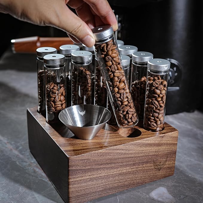 Coffee Bean Cellar and Dosing Cup Set Single Dose Coffee Bean Storage with Espresso Dosing Cup and Coffee Spritzer