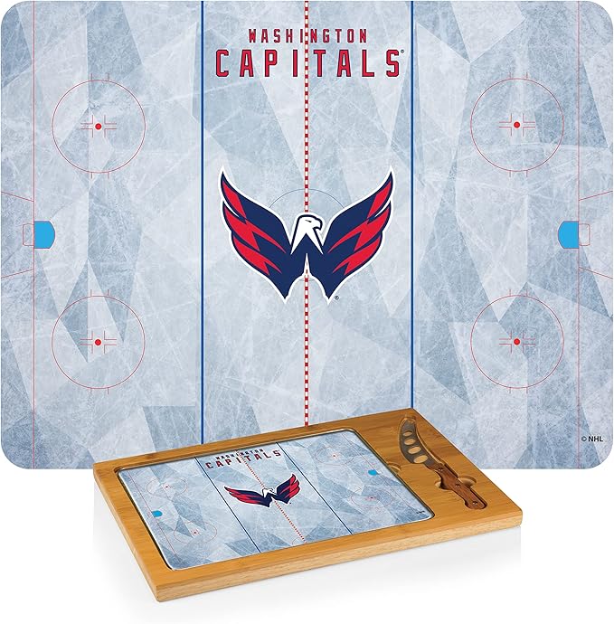 PICNIC TIME NHL unisex-adult NHL Icon Glass Top Cutting Board & Knife Set