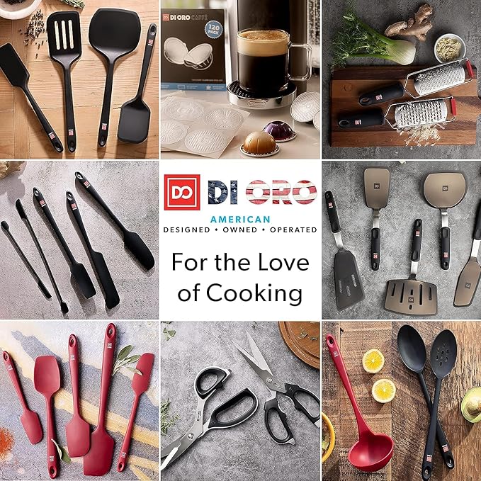 DI ORO Silicone Spatula Set - Rubber Kitchen Spatulas for Baking, Cooking, & Mixing - 600°F Heat-Resistant & BPA Free Silicone Scraper Spatulas for Nonstick Cookware - Dishwasher Safe (3pc, Stone)