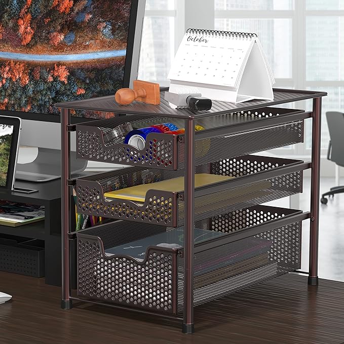 Simple Houseware Stackable 3 Tier Sliding Basket + Single Tier Sliding Basket