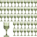7OZ Plastic Wine Glasses, Reusable Vintage Goblets Unbreakable Drinking Glasses Crystal Water Cups Champagne for Wedding, Parties (48, Light Green)