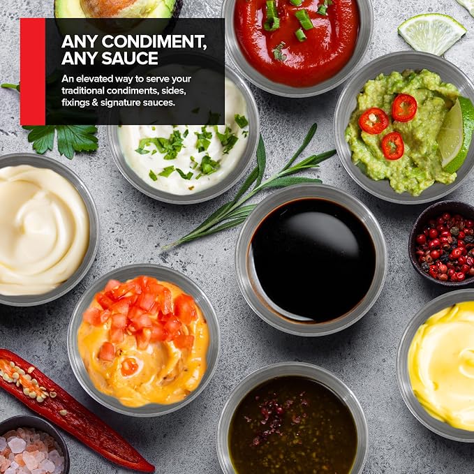 2.5 oz Stainless Steel Condiment Cups (12 Pack), Individual Portion Dipping Sauce Cups, Small Metal Ramekins for Ketchup, Marinara, BBQ Sauce, and More! Reusable Condiment Cups for Restaurants