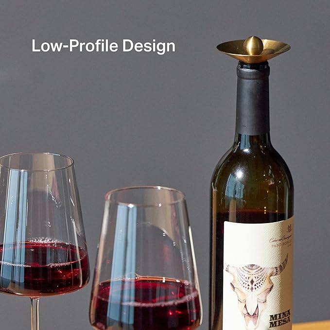 RBT Wine Pourer Stopper 360° Drip-Free Pouring, Low-Profile Stainless Steel & Silicone Wine Accessory for Serving and Storing