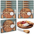 Maxcheck 8 Sets Baby Shower Bridal Game Prizes for Winners Round Cheese Board Set Wood Mini Charcuterie Board with Knives and Forks Thank You Card with Gift Box for Guests Wedding (Acacia)