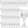 7OZ Plastic Wine Glasses, Reusable Vintage Goblets Unbreakable Drinking Glasses Crystal Water Cups Champagne for Wedding, Parties (100, Clear)