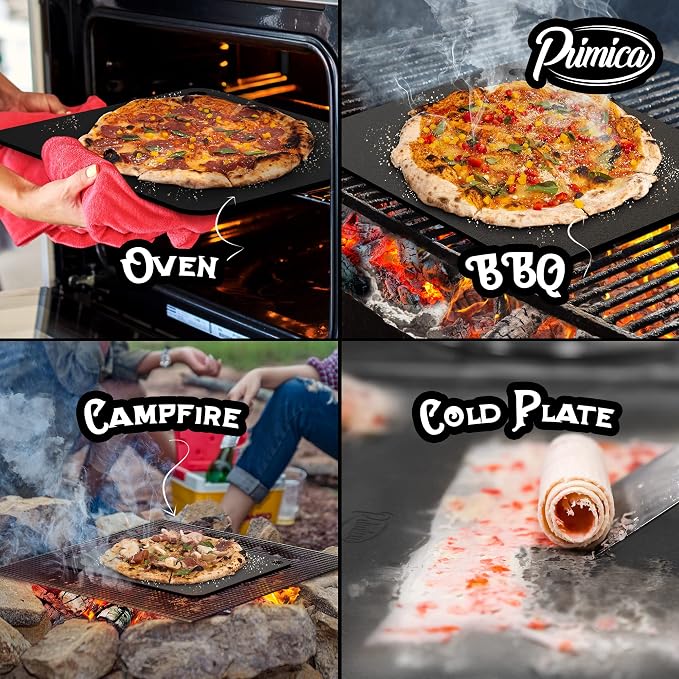 Primica Pizza Steel for Oven & Grill 13.6" x 13.6" The Ultimate Crust Game Changer, Perfect for Oven Baked Pizza with higher Conductivity, Premium Baking Alternative to Pan and Stone