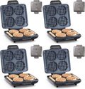 Dash Multi Mini Waffle Maker- Quad Waffle Maker for Family Breakfasts - Dual Nonstick Heating Plates & Easy-Release Surface - Compact & Fast-Heating - Graphite,(Pack of 4)