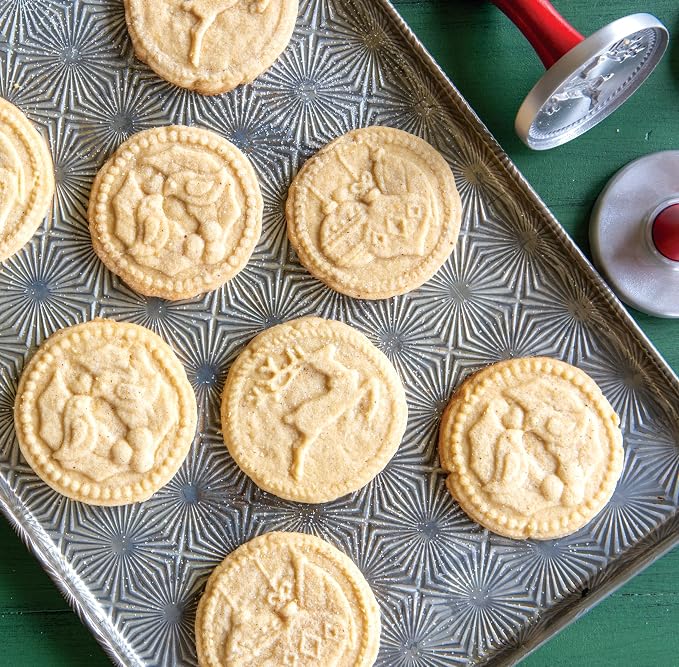 Nordic Ware Yuletide Cookie Stamps (Set of 3), Sturdy Cast Aluminium Cookie Stamp Set, Cookie Press Set Made in the USA, Sturdy and Durable Biscuit Maker Press Set