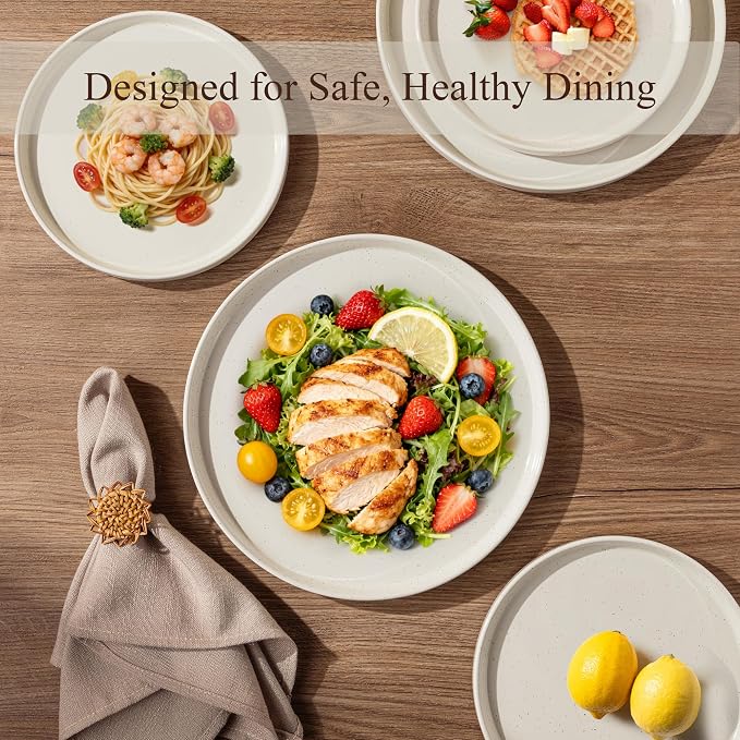 AmorArc Ceramic Dinnerware Set for 8 | Speckled Stoneware Plates and Bowls with Rustic Terracotta Underside| Scratch Resistant,Dishwasher & Microwave Safe Dishes Sets- 24pcs