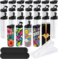 Joyclub 25 Pack Sublimation Water Bottle, 20 oz Dual Opening Tumblers | DIY Sublimation Blanks, Stainless Steel Bottle, Leakproof, Straw Included, Double-Wall Insulated for Gifts & Outdoor Use