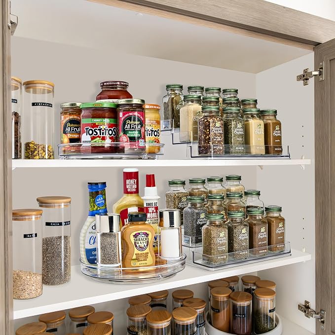 Sorbus Premium 3-Tier Spice Rack Organizer - Acrylic Spice Organization for Cabinet, Multipurpose Shelf - Durable Spice Organizer for Kitchen, Pantry, Room, Office & Countertop - 2 Pack