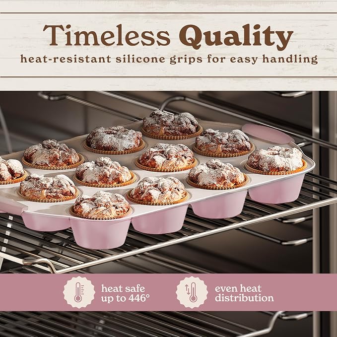 Country Kitchen Nonstick Stackable Bakeware Set - Durable, Easy Release Baking Set- 22 Pc. Includes Silicone Muffin Cups