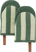 Folkulture Oven Mitts - Set of 2 (5.75"x9") | Oven Mitts with Hanging Loop for Cooking Gifts for Women, Kitchen Decor| 100% Cotton, Silicone Heat Resistant Mini Mitts (Matcha)