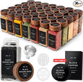 EDELHAUS Square Spice Jars with Acacia Wooden Lid (Pack of 36) Spice Jars with Shaker Insert and 240 White Labels - Acacia Lid Glass Container for Spice Organisation [4.3 in × 1.8 in]