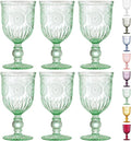 Green Wine Glasses Set of 6 Vintage Hobnail Goblets 10 oz Dishwasher Safe