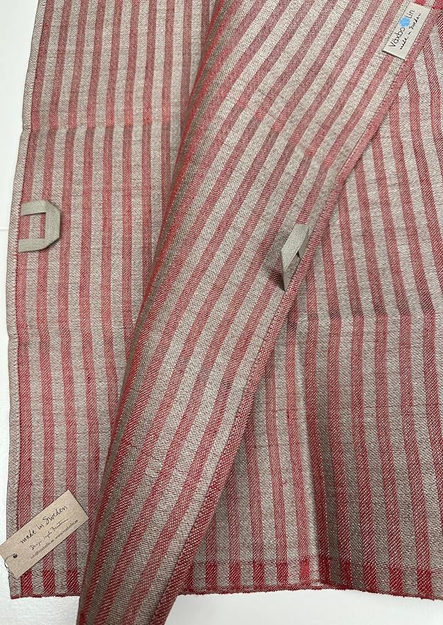 Vaxbo Lin 100% Linen Hand + Tea Towels | Made in Sweden | Different Sizes + Stunning Array of Colors - Storm + Little Storm (Red/Unbleached, Storm 50x70cm (19.5x28.5))