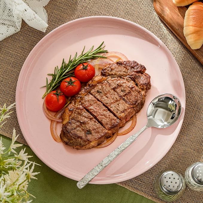 Ceramic Dinner Plates, 10.25 Inch, Set for 4, Elegant Pink | Flat Dish Design, Microwave & Dishwasher Safe, Perfect for Family and Entertaining, For Steak, Sandwiches, Pizza, Pasta
