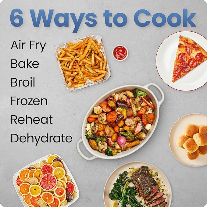 Chefman Air Fryer TurboFry 7-Qt, 6-in-1 High-Powered 450°F Cooking for Crispier Results, Compact Space-Saving Design, Air Fry, Bake, Broil, Reheat, Dehydrate, Defrost, Fast & Even Cooking – Black