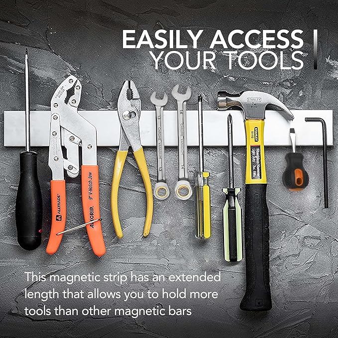 Modern Innovations 18 Inch Magnetic Knife Holder for Refrigerator, Magnetic Knife Holders for Fridge or Kitchen Wall No Drilling, Magnet Strips for Knives & Metal Utensils, Tool Rack, Stainless Steel