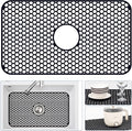 Bestjing Silicone Sink Protectors for Kitchen Sink with Center Drain, 26"x 14" Kitchen Grid Accessory, Non-Slip Heat-Resistant Mat for Bottom of Farmhouse Porcelain Stainless Steel (Center Hole,Black)