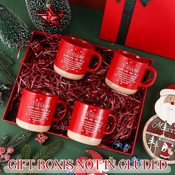Didaey 10 Pcs Team Gifts for Employees Bulk 13 oz Thank You Mugs Gifts Bulk Cups Red Team Cups Inspirational Ceramic Coffee Mugs for Teacher Nurse Coworker Office Staff Manager