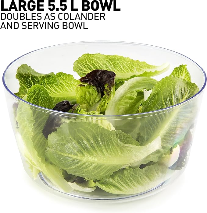 Large Salad Spinner Lettuce Dryer - Easy Spin Salad Spinner Large Vegetable Washer - Manual Salad spinner - Vegetable Dryer - Veggie Spinner Dry Salad Spinner By Fullstar