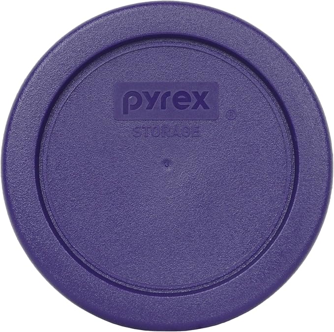 Pyrex 7202 1 Cup Glass Bowls & 7202-PC Plum Purple Lids (6-Pack) - Made in USA