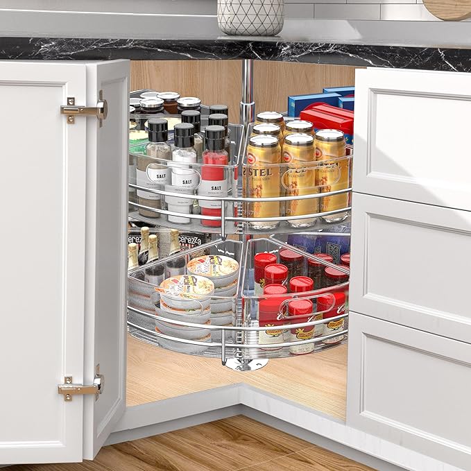 JOWBOOW Lazy Susan Organizer Bins for 26"-27" Diameter Corner Cabinet Lazy Susan, 6 Pack, Clear Plastic Cabinet and Pantry Storage Bin, 1/8 Wedge-Food Safe, BPA Free