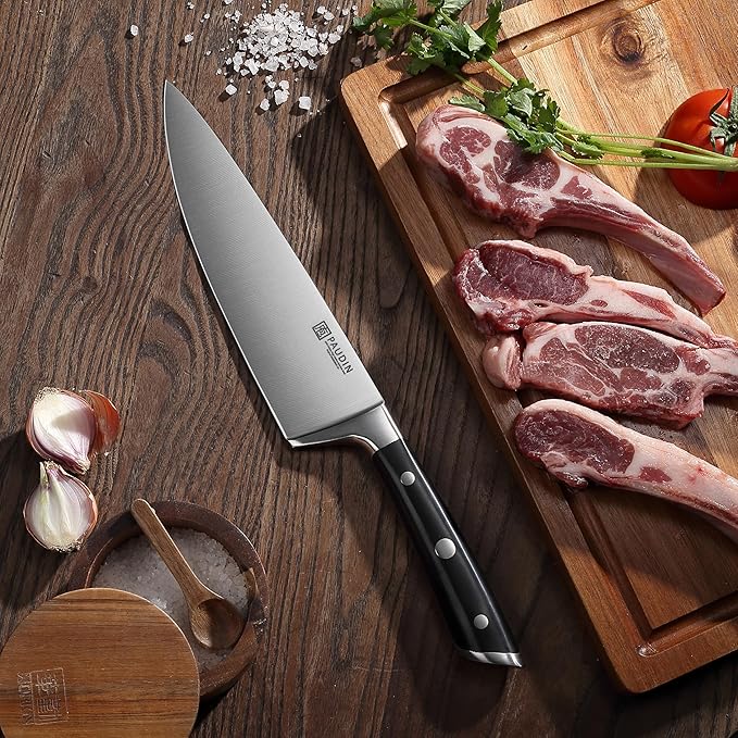 PAUDIN 8-Inch Chef's Knife – Ultra-Sharp High Carbon Stainless Steel Blade, Ergonomic Handle, Professional Quality Kitchen Knife in Gift Box for Home & Restaurant Use