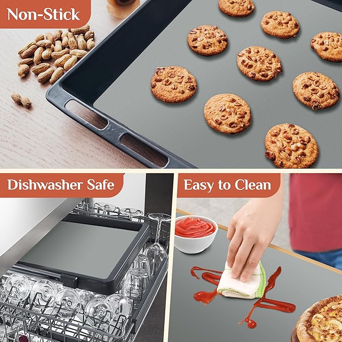 Silicone Baking Mat, 24 IN x 6 FT Free Cutting Baking Sheet,Non-Stick Reusable Dough & Pastry Mat,Non-Slip Silicone Mat Roll for Air Fryer Liner,Freeze Dryer,Oven Baking Pan,Kitchen Counter