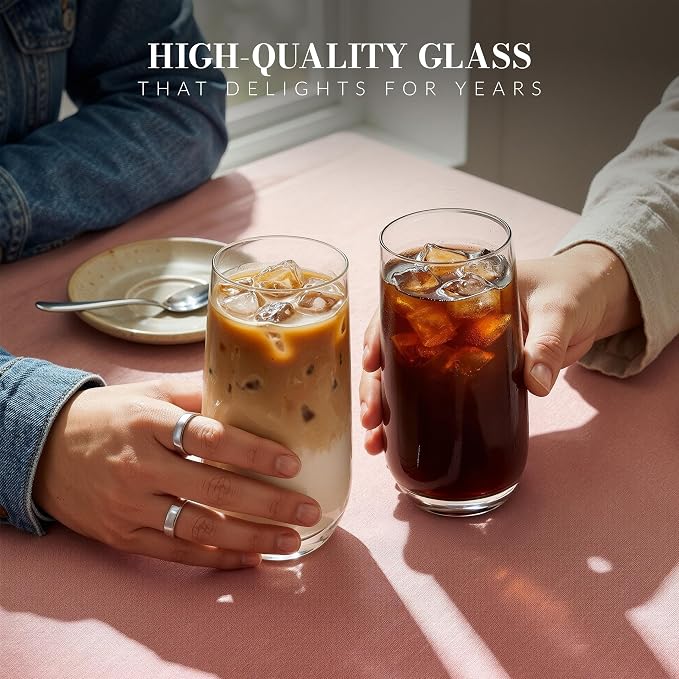 Krosno Tall Water, Juice, Drinking Glasses, Set of 6, 16.2 oz, Splendour Collection, Highball & Tumbler Crystal Glass, Dishwasher Safe, Made in Europe