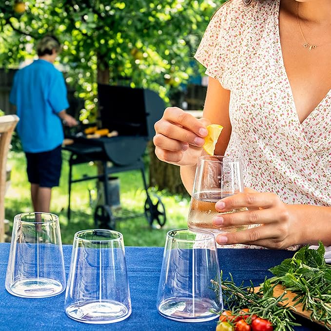 Stölzle Lausitz Stemless White Wine Glasses Power Set of 4, 13 1/2 oz – Modern Crystal Wine Glasses for Maximum Aroma – Dishwasher Safe & Break-Resistant, Made in Germany