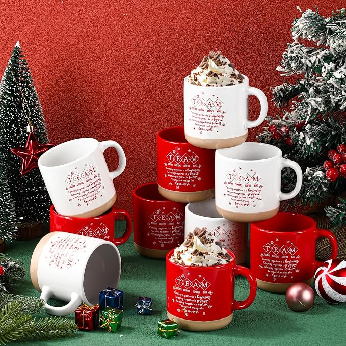 Didaey 10 Pcs Team Gifts for Employees Bulk Thank You Mugs Back to School Cups Inspirational Ceramic Coffee Mug 13 oz Thank You Cup Team Building Gift for Teacher Coworker Office Staff Boss, 2 Colors