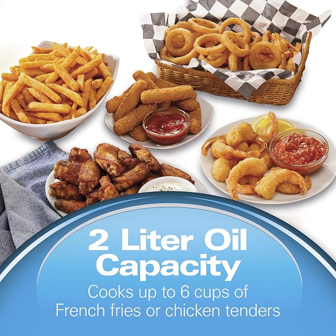 Hamilton Beach Cool Touch Electric Deep Fryer with Basket For Home Use | 2 Liter / 8 Cup Oil Capacity | 1500 Watts | Cool-Touch Sides | Lid With View Window | Adjustable Temperature | Black | 35021