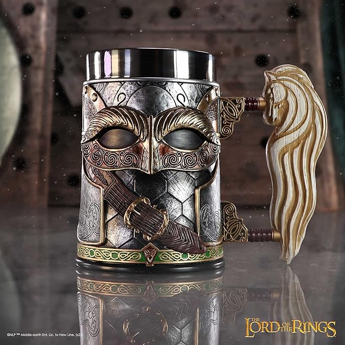 Nemesis Now Lord of the Rings Tankard, Hand-Painted Resin Mug, Officially Licensed Collectible, 15.5cm - Rohan