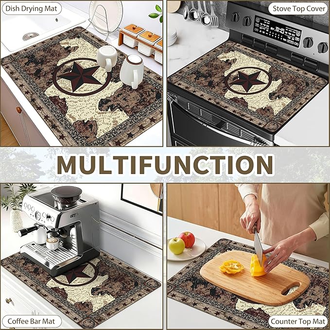 Farmhouse Western Stove Top Covers for Electric Stove 20x28 Inch Farmhouse Heat Resistant Glass Top Stove Cover Washable Foldable Cooktop Protector