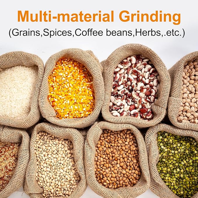 Goldtouch 150g Grain Mill Grinder 1500W Electric Stainless Steel Grain Grinder High-Speed Pulverizer Powder Machine for Dry Wheat, Oats, Corn, Pepper and Coffee Beans (150g Stand Type)
