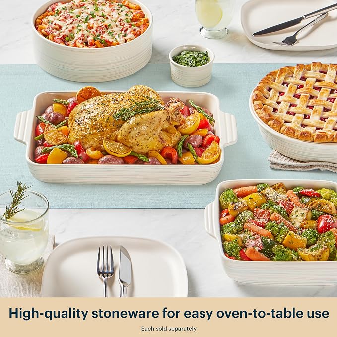 Pyrex 8-Piece Ceramic Complete Bakeware Set, Nonstick Pie, Casserole, Cake, Lasagna Oven Pans, Bakers, For Baking, Roasting, Steaming