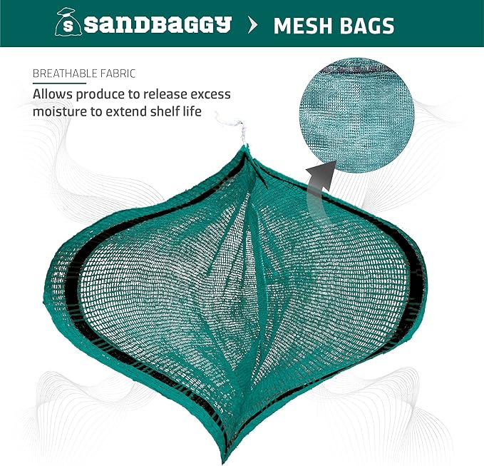 Sandbaggy Mesh Onion Produce Bags | XXL 24" x 35 Inch Bags | 50 lb Capacity | Breathable Fabric | Great for Packaging Produce & Fruit (Pack of 25)