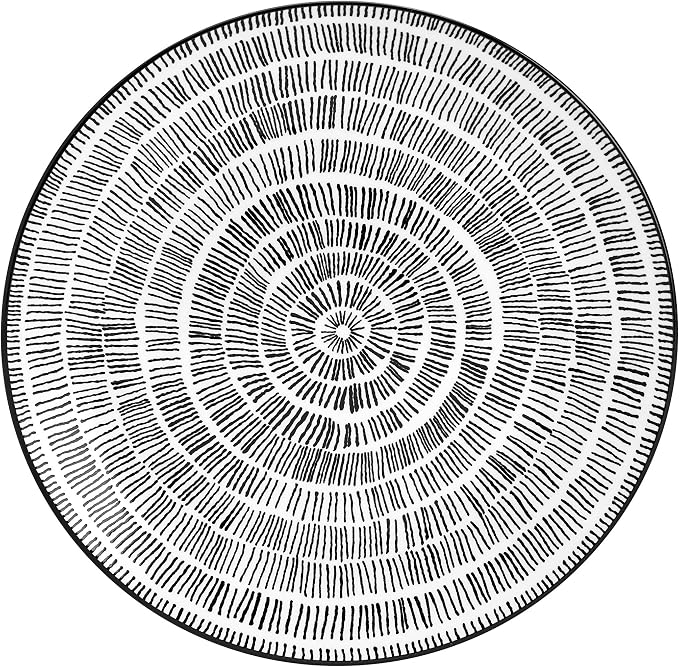 Pfaltzgraff Sketch Serenade Geometric 12 Piece Plates Bowls Dinnerware Set, Black and White