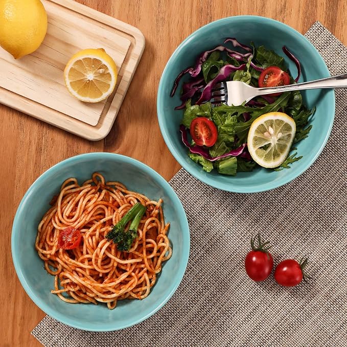 TP 12-Piece Melamine Dinnerware Sets, Plates and Bowls Dishes Set for 4, Break-Resistant & Non-Microwavable, Lightweight Dinner Plates, Teal