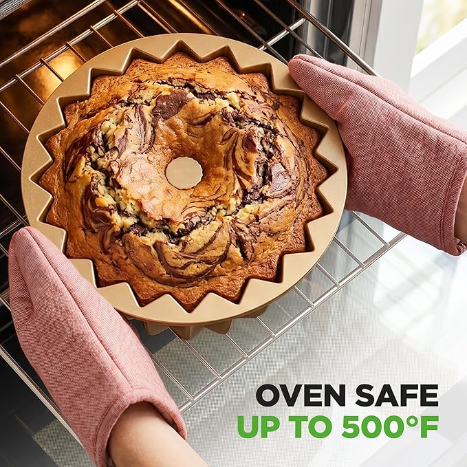 NutriChef Cake Pan - 10 Cups Die Cast Fluted Aluminum Cake Mold, Nonstick for Easy Release and Even Bake, Durable Design, Ideal for Desserts and Casseroles