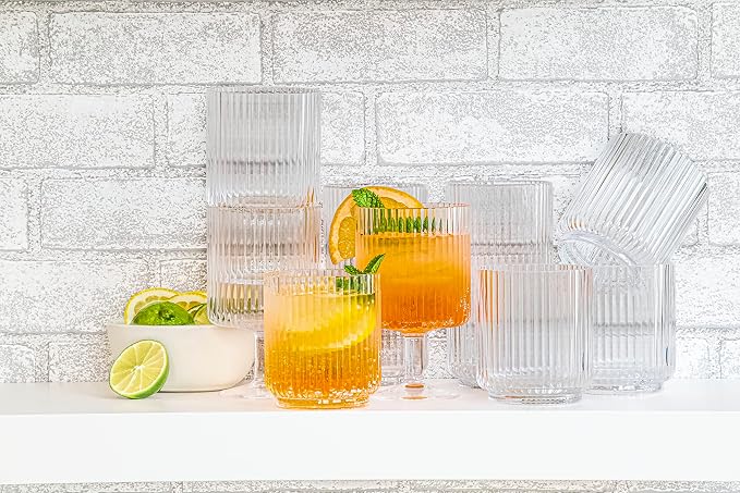 Mesa 22 oz Durable Acrylic Jumbo Drinking Glasses, Shatter-Resistant and Dishwasher-Safe Indoor/Outdoor Drinkware, Ideal for Water, Iced Tea, Juice, and Cocktails - Clear - Set of 6
