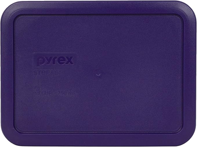 Pyrex 7210 Glass Dish & 7210-PC Plum Purple Food Storage Replacement Lid (2-Pack) - Made in the USA