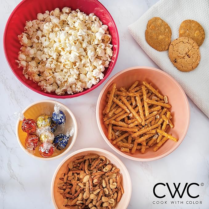 COOK WITH COLOR Prep Bowls with Lids- Wide and Deep Nesting Plastic Small Mixing Bowl Set with Lids, 8 Piece Set - Wide Bowls, Rose